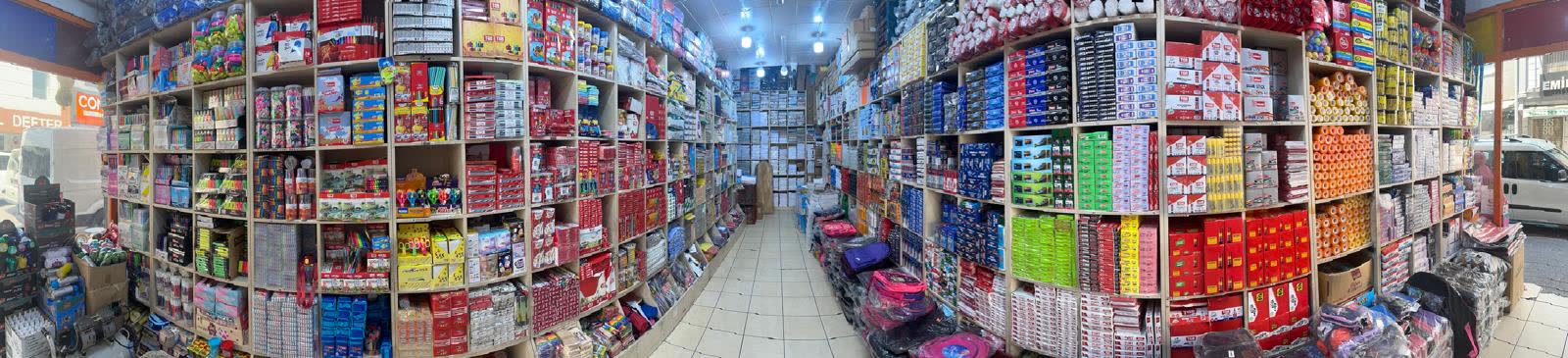 Başkan mağaza içi, kırtasiye ve hırdavat rafları
